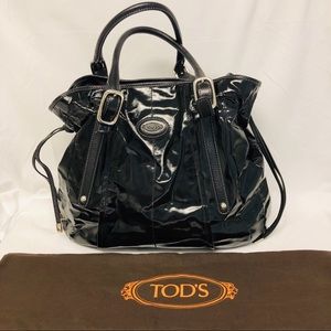 Tod’s patent coated canvas tote